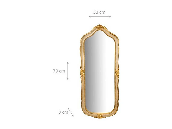 BISCOTTINI Miroir mural - Finition or vieilli - Décoratif - À exposer - Parfait pour le salon - Salle à manger - Chambre - Cuisine - Design mural - Salon - 33x3x79