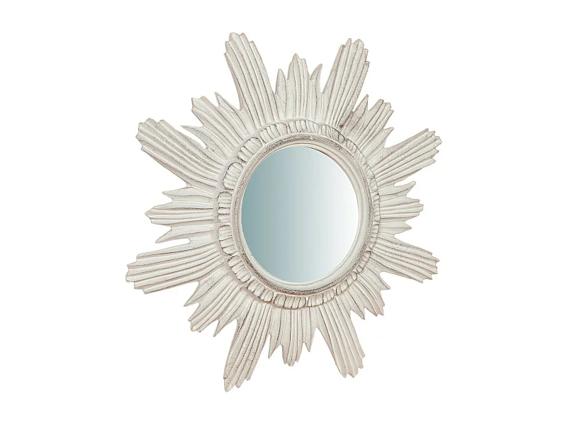 BISCOTTINI Miroir mural - Finition blanche vieillie - Décoratif - À exposer - Salle à manger - Chambre - Cuisine - Design mural - Salon - 43x4x43cm