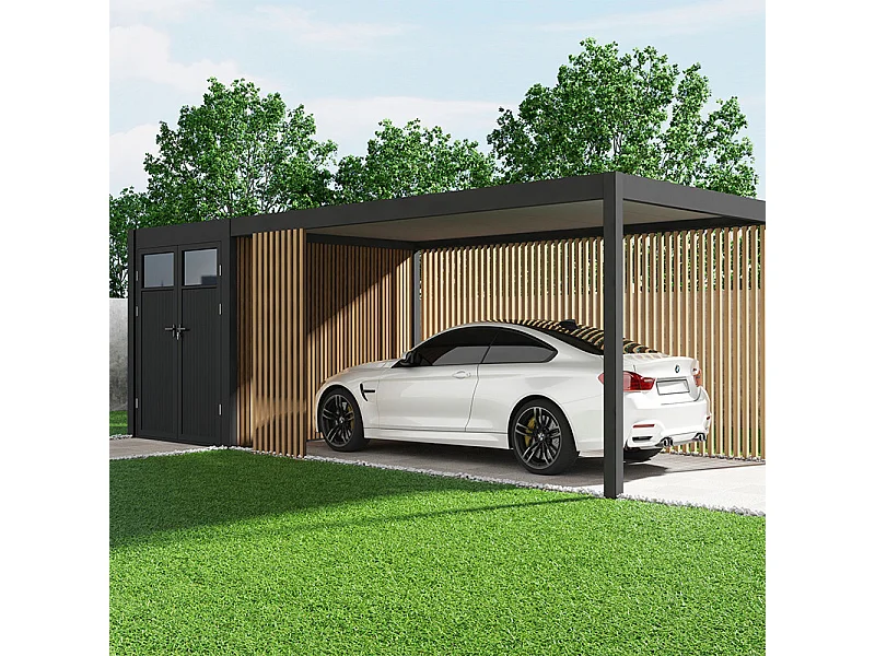 Carport Ombréa (1 veicolo + annesso di stoccaggio) - 3x7M