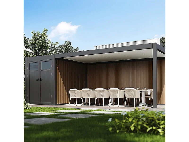 Carport Ombréa (1 veicolo + annesso di stoccaggio) - 3x7M