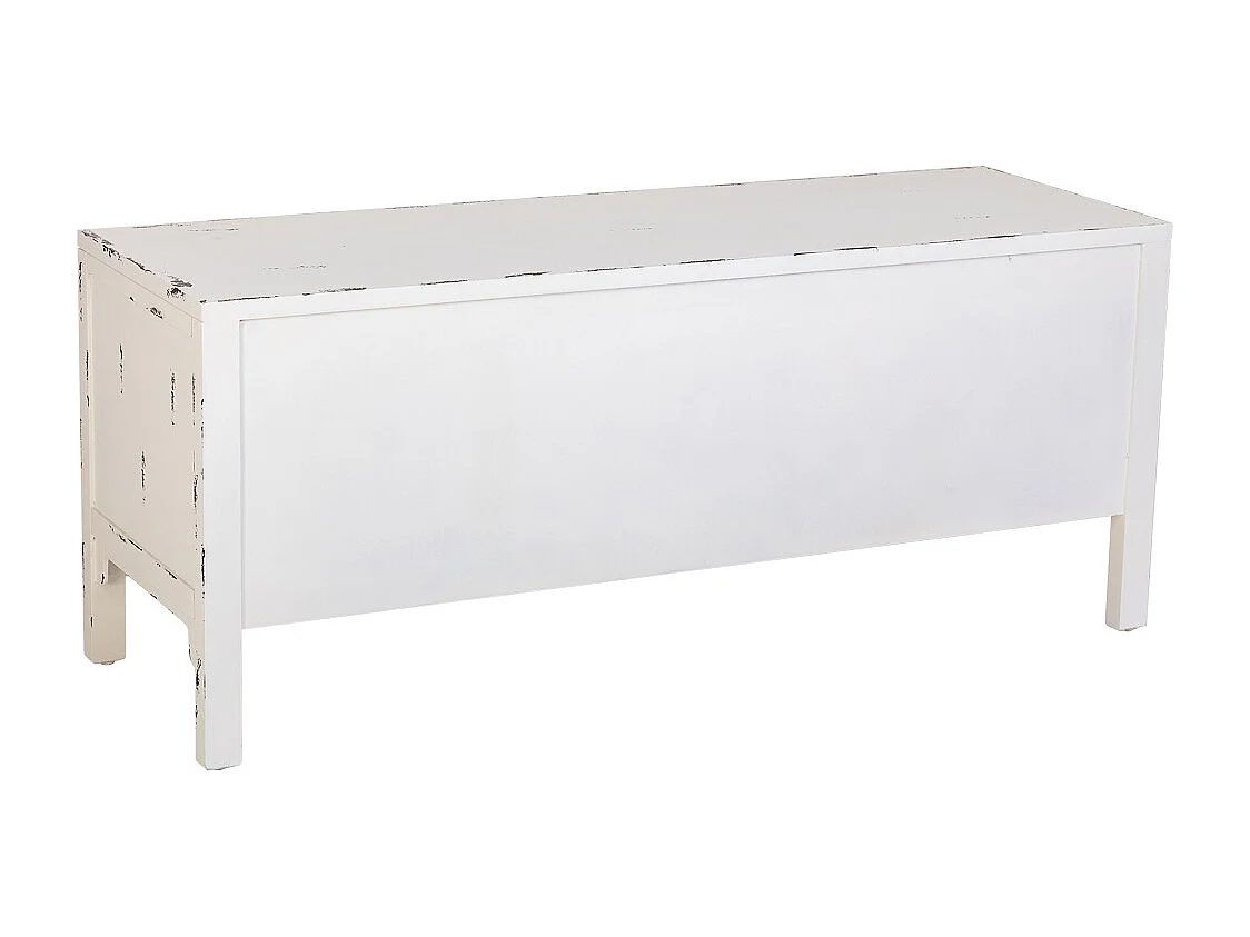 Meuble bas en bois blanc avec 4 tiroirs et 2 portes 120x40x50h cm