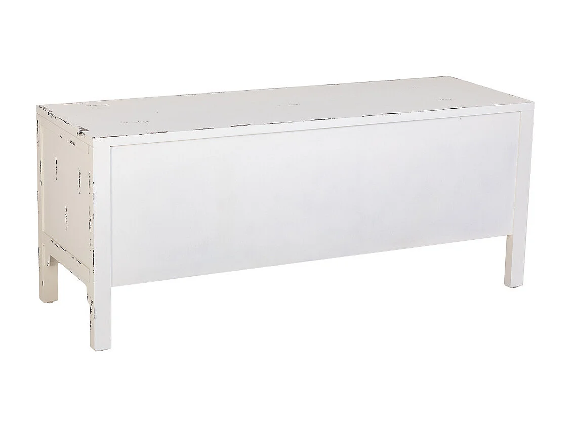 Mobile basso in legno laccato bianco, 4 cassetti 2 porte 120x40x50h cm