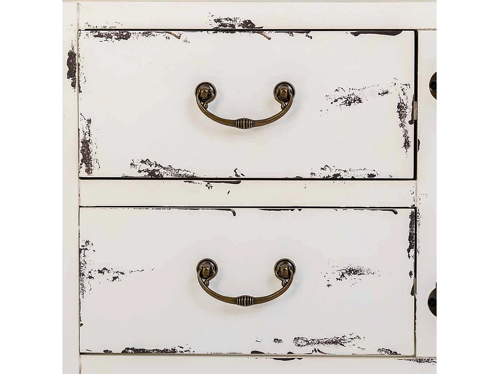Mobile basso in legno laccato bianco, 4 cassetti 2 porte 120x40x50h cm