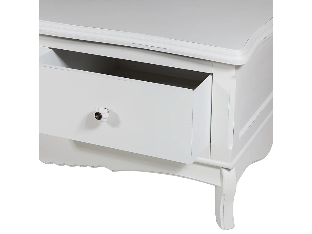 Meuble bas en bois avec finition laquée blanche 92x52x41