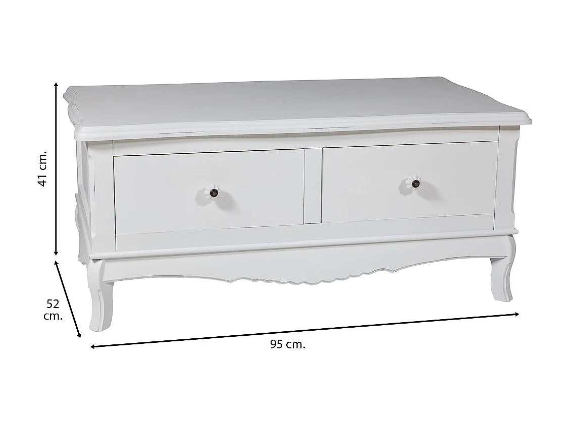 Meuble bas en bois avec finition laquée blanche 92x52x41