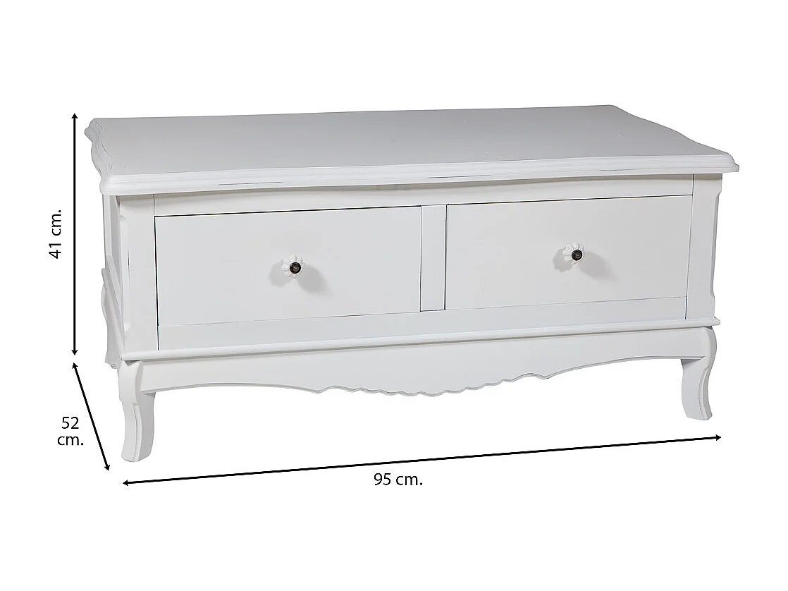Lowboard aus weiß lackiertem Holz 92x52x41