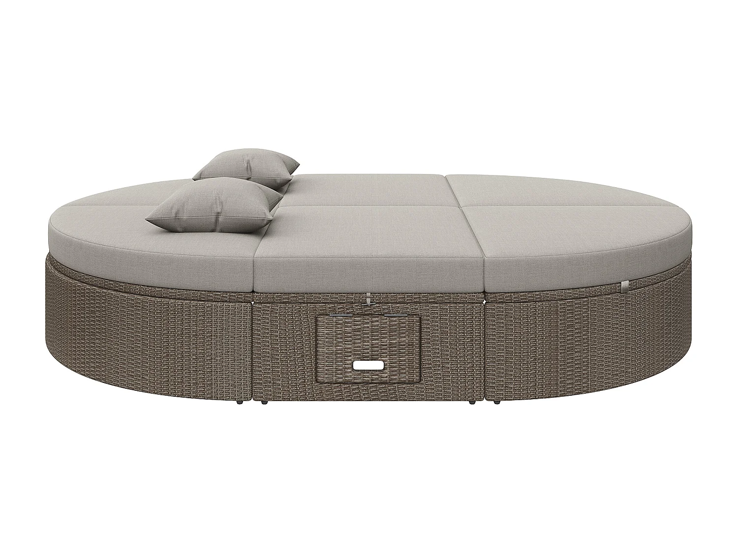 Chaise longue double en rotin - Chaise longue de jardin avec cadre latéral - Angle réglable individuellement - Avec coussins - 2 places - Gris