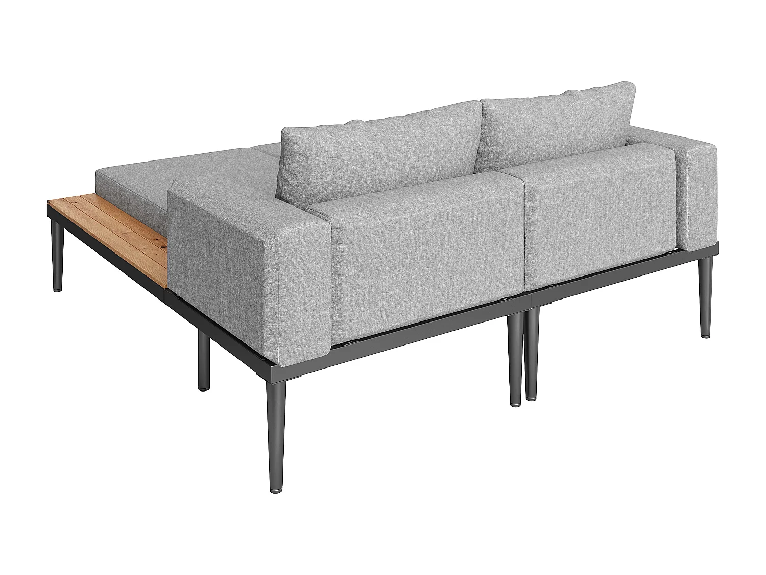 Sofá-cama duplo para terraço exterior 150x140x30cm - Sofá-cama multifuncional impermeável - Com prateleira - Metal, Poliéster - Cinza