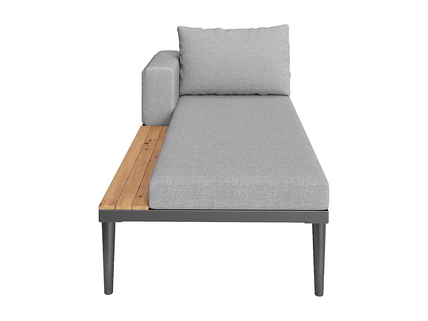 Sofá-cama duplo para terraço exterior 150x140x30cm - Sofá-cama multifuncional impermeável - Com prateleira - Metal, Poliéster - Cinza