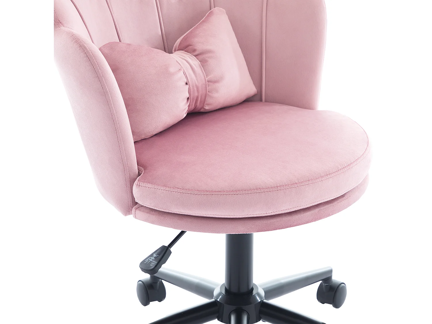 Einfacher Stuhl - Rückenlehne in Blütenblattform + Lendenwirbelsäulenkissen in Schmetterlingsform - höhenverstellbar - weicher Sitzkissen - rosa