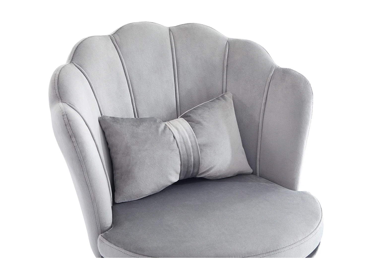 Chaise simple - dossier en forme de pétale + coussin lombaire en forme de papillon - réglable en hauteur - coussin d'assise moelleux - gris