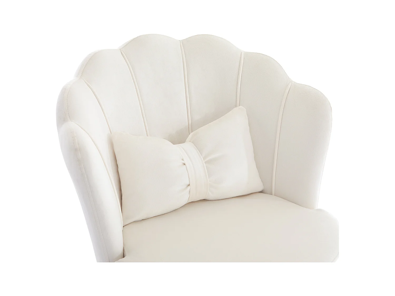 Sedia semplice - schienale a forma di petalo + cuscino lombare a forma di farfalla - regolabile in altezza - cuscino seduta morbido - bianco