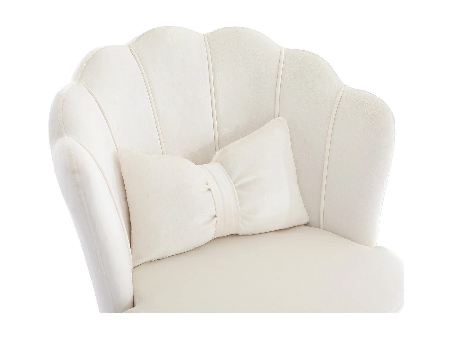 Chaise simple - dossier en forme de pétale + coussin lombaire en forme de papillon - réglable en hauteur - coussin d'assise moelleux - blanc