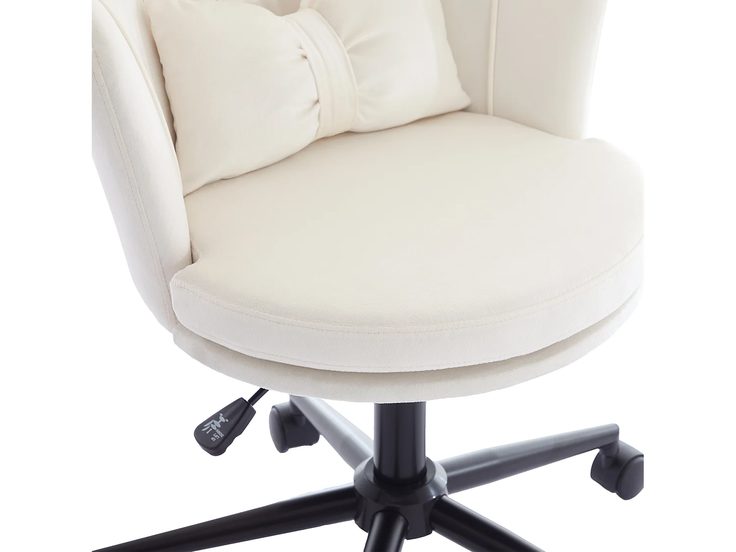 Chaise simple - dossier en forme de pétale + coussin lombaire en forme de papillon - réglable en hauteur - coussin d'assise moelleux - blanc