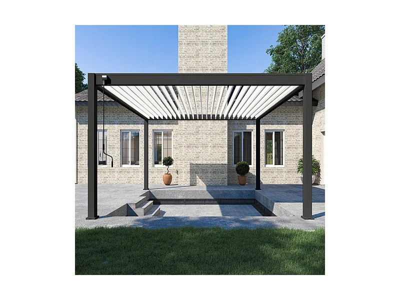 Pergola bioclimatica Ombréa VS autoportante 4x4M - Antracite/bianco
