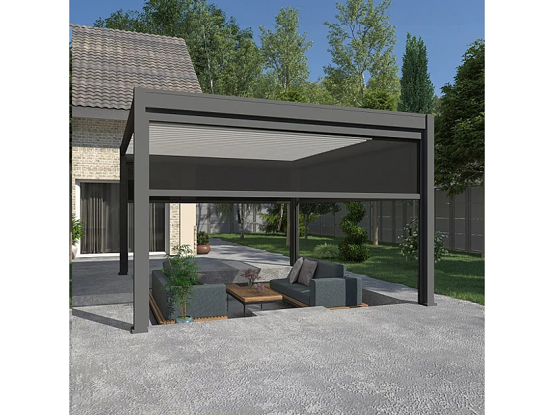Pergola bioclimatica Ombréa VS autoportante 4x4M - Antracite/bianco
