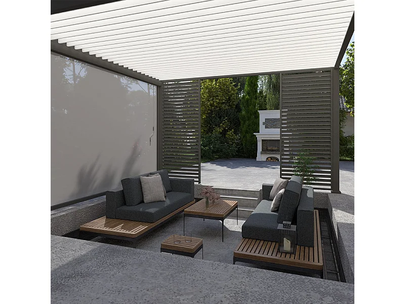 Pergola bioclimatica Ombréa VS autoportante 4x4M - Antracite/bianco
