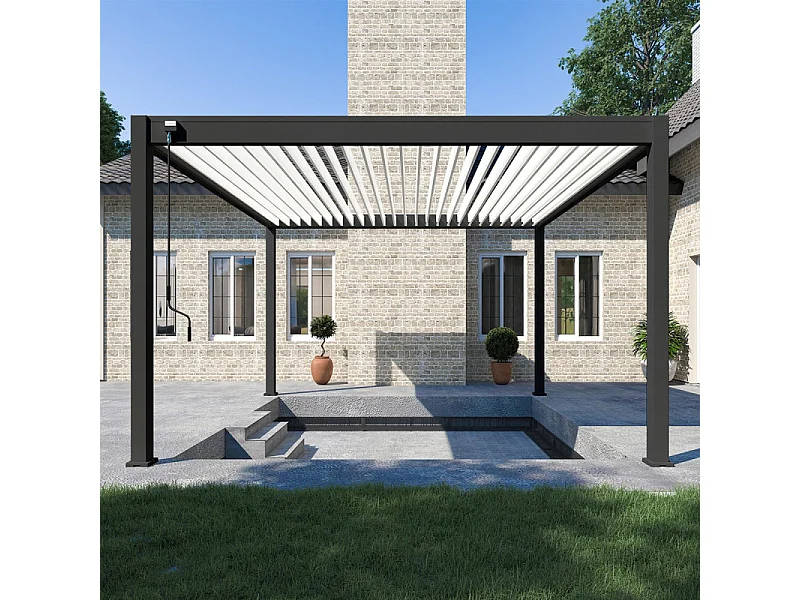 Pergola bioclimatica Ombréa VS autoportante 4x4M - Antracite/bianco