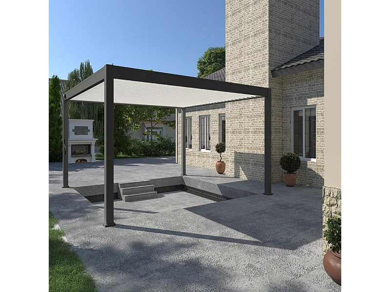 Pergola bioclimatica Ombréa VS autoportante 4x4M - Antracite/bianco