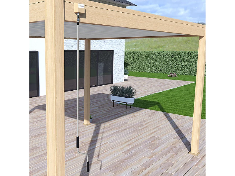 Pergola bioclimatica Ombréa® VS autoportante 3x4M - Woodlook- Lamelle bianche