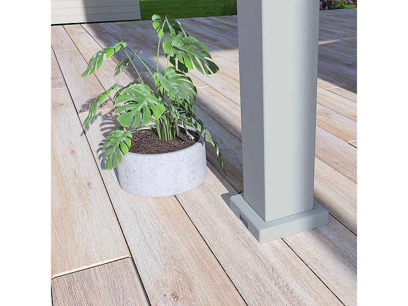 Pergola bioclimatica Ombréa autoportante VS - 3x4M Grigio perla + 1 tenda 4M bianca