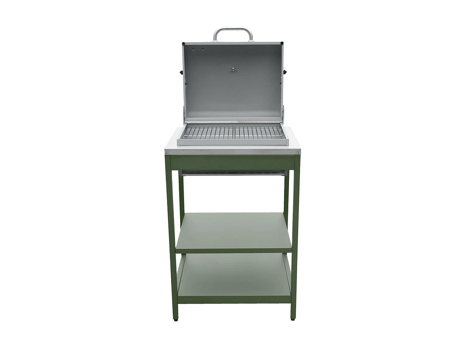 Mobile e barbecue a carbone in acciaio inossidabile con griglia