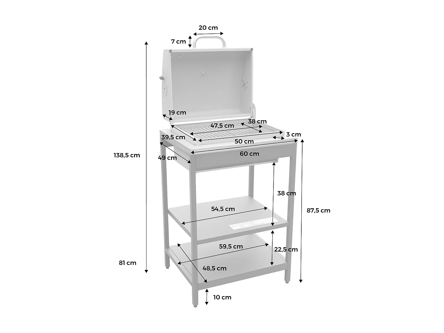 Barbecue grill charbon de bois vert Naxos grille chromée 2 étagères