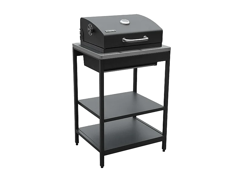 Mobile e barbecue a carbone in acciaio inossidabile con griglia