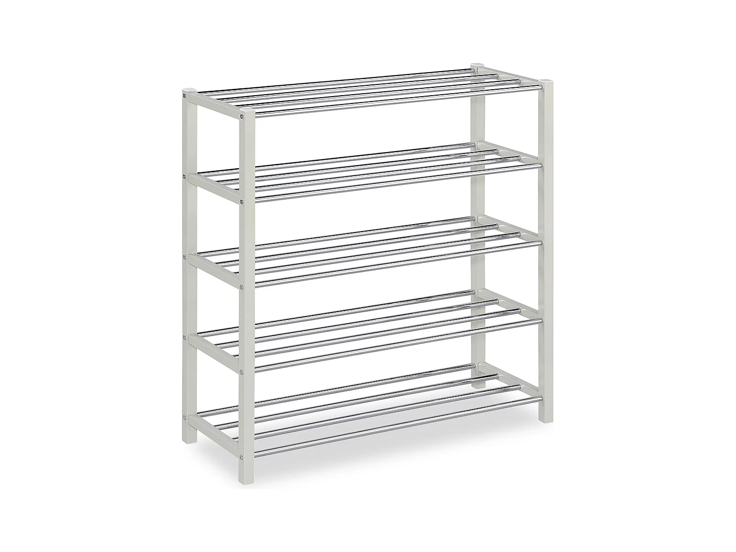 Etagère à chaussures DUBLIN beige rangement porte-chaussures avec 5 niveaux pour 20 paires en métal chromé