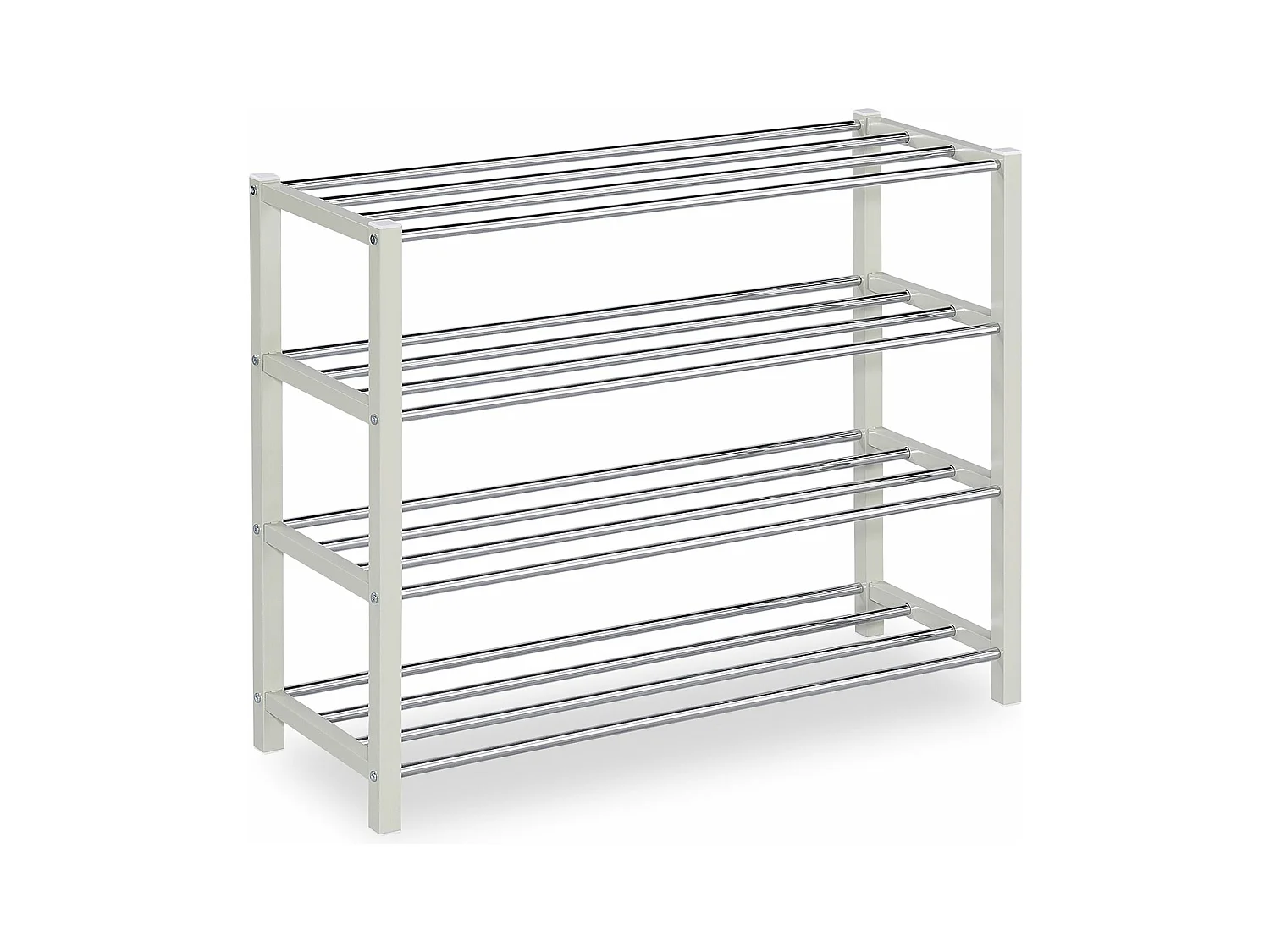 Étagère à chaussures DUBLIN beige rangement porte-chaussures avec 4 niveaux pour 16 paires en métal chromé