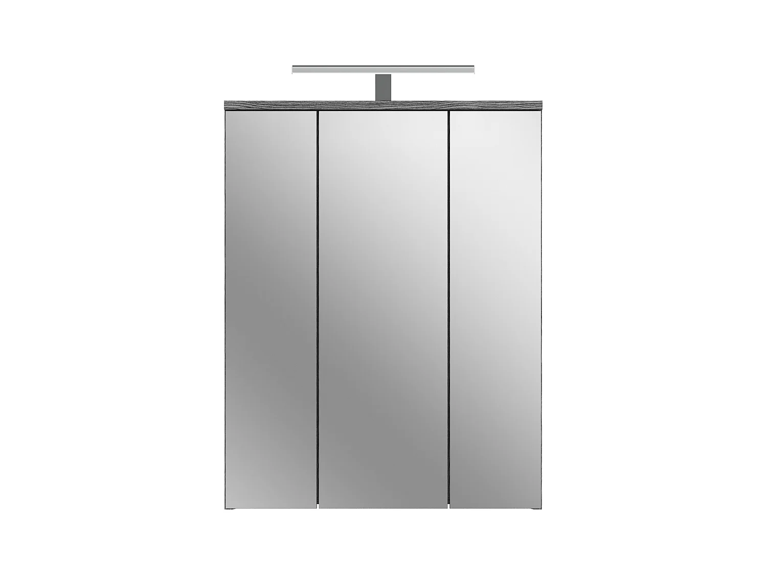 Kaleb - Armoire de toilette en mélaminé blanc et argenté avec miroir, éclairage inclu (L/H/P : 64x77x21 cm)
