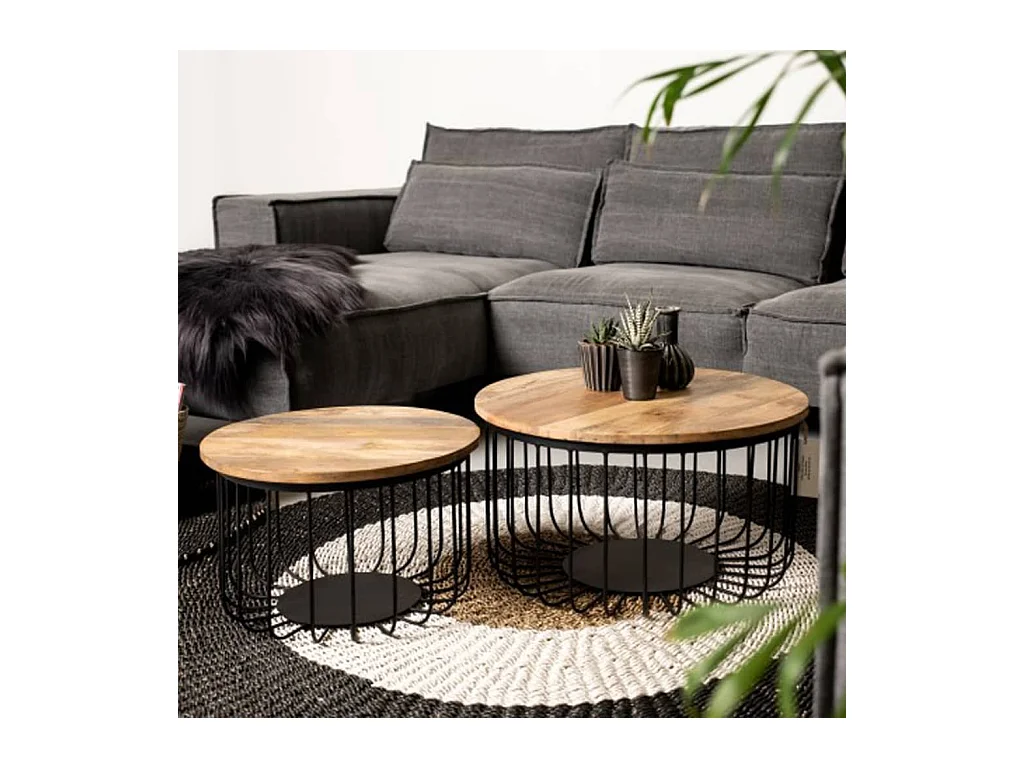 Ensemble de tables basses 2 pcs Maden Rond