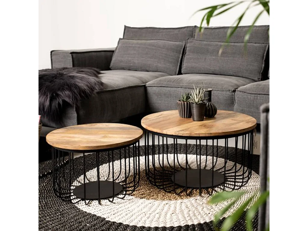 Ensemble de tables basses 2 pcs Maden Rond