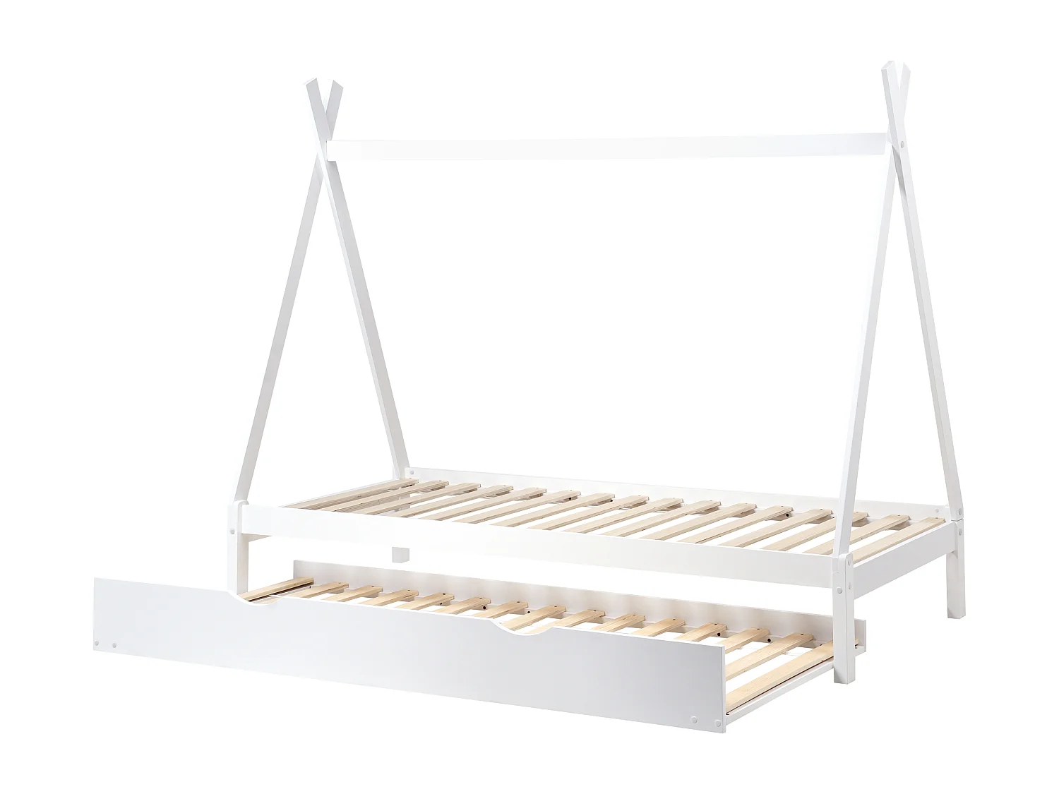 Lit gigogne enfant Bois de pin TALMONTIERS 90 x 200 cm Blanc