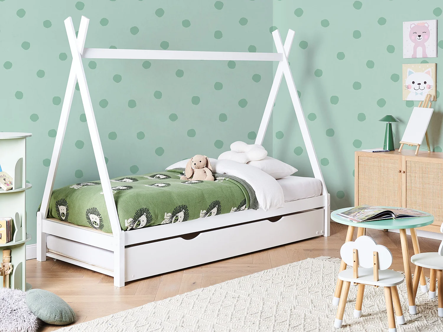 Lit gigogne enfant Bois de pin TALMONTIERS 90 x 200 cm Blanc