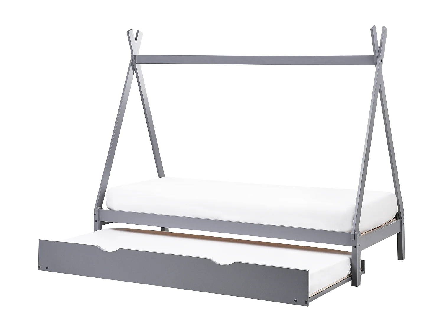 Lit gigogne enfant Bois de pin TALMONTIERS 90 x 200 cm Gris