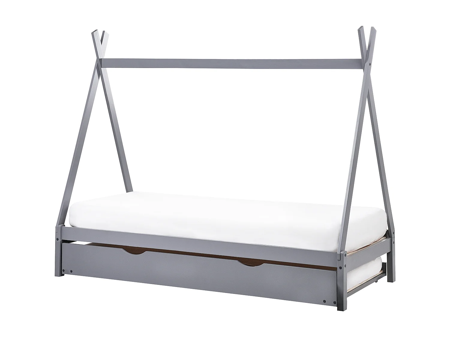 Lit gigogne enfant Bois de pin TALMONTIERS  90 x 200 cm Gris