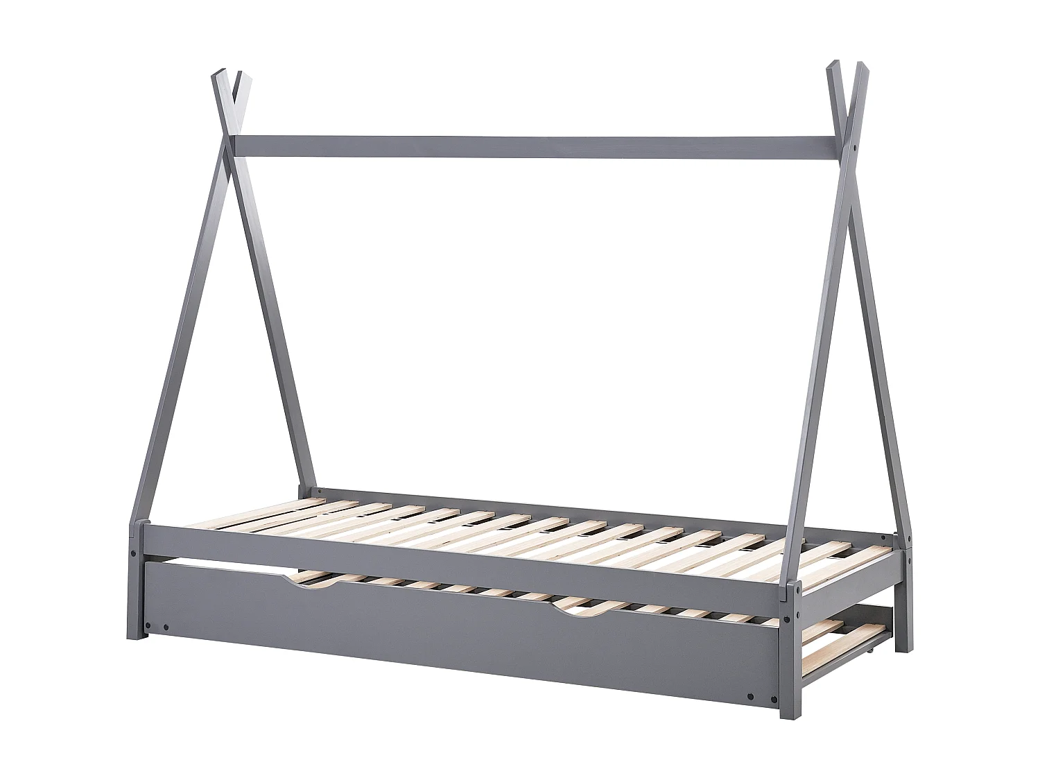 Lit gigogne enfant Bois de pin TALMONTIERS  90 x 200 cm Gris