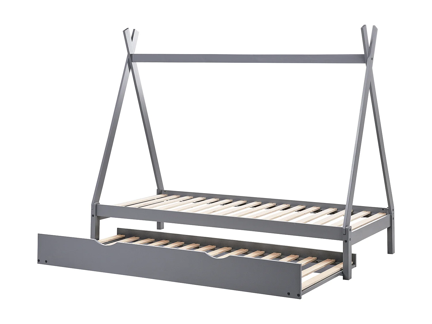 Lit gigogne enfant Bois de pin TALMONTIERS  90 x 200 cm Gris