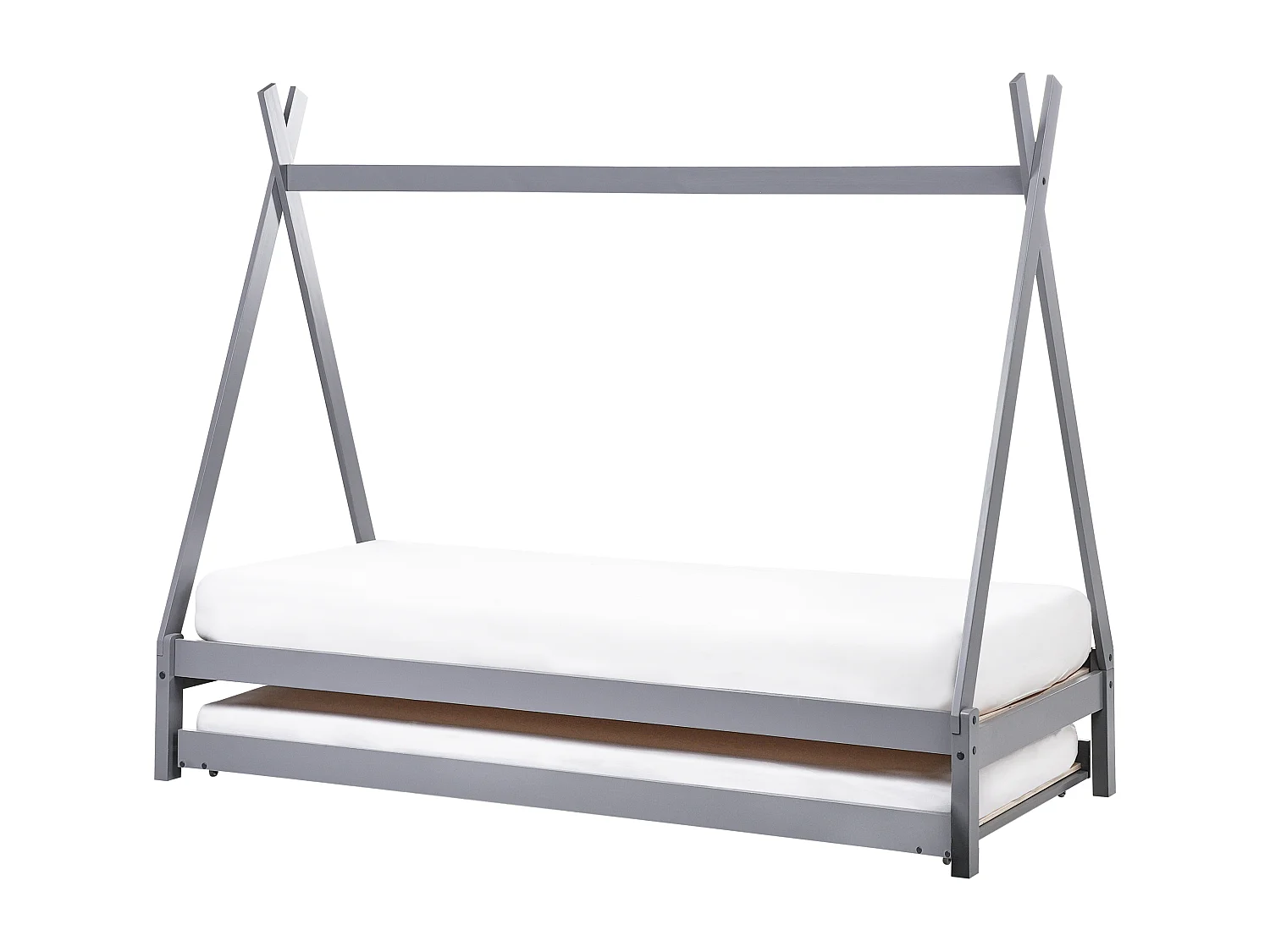 Lit gigogne enfant Bois de pin TALMONTIERS  90 x 200 cm Gris
