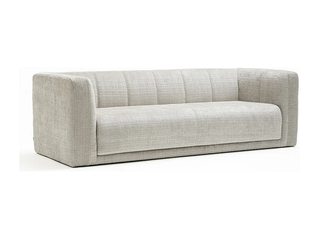 Danae - Canapé convertible 4 places en tissu chenille - Écru