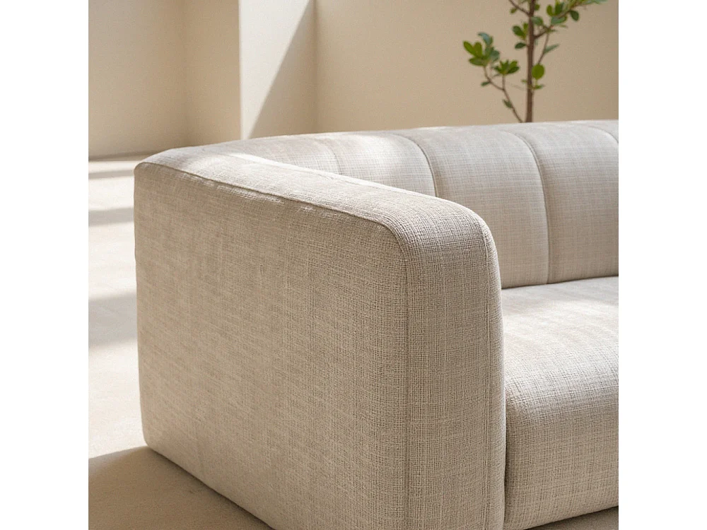 Danae - Canapé convertible 4 places en tissu chenille - Écru