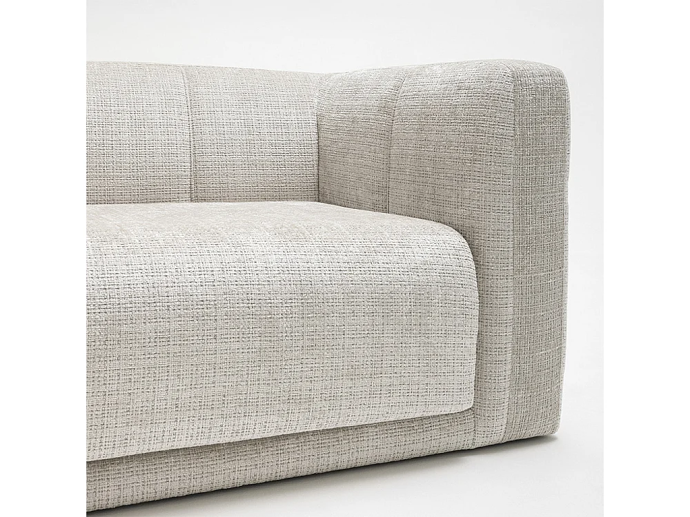 Danae - Canapé convertible 4 places en tissu chenille - Écru