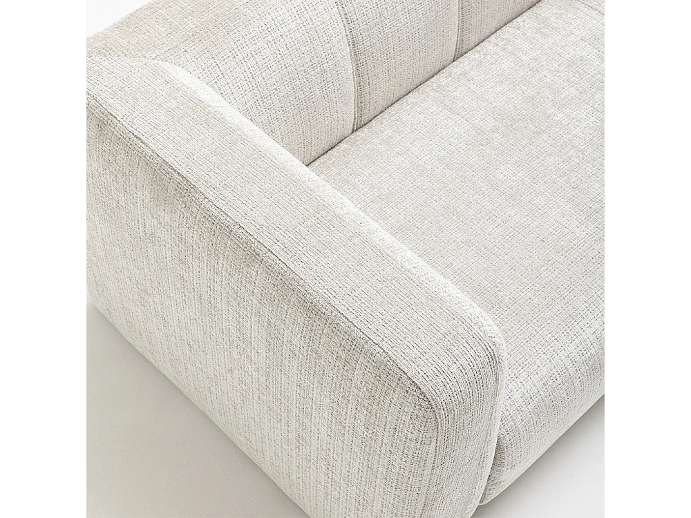 Danae - Canapé convertible 4 places en tissu chenille - Écru