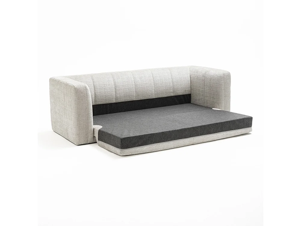 Danae - Canapé convertible 4 places en tissu chenille - Écru