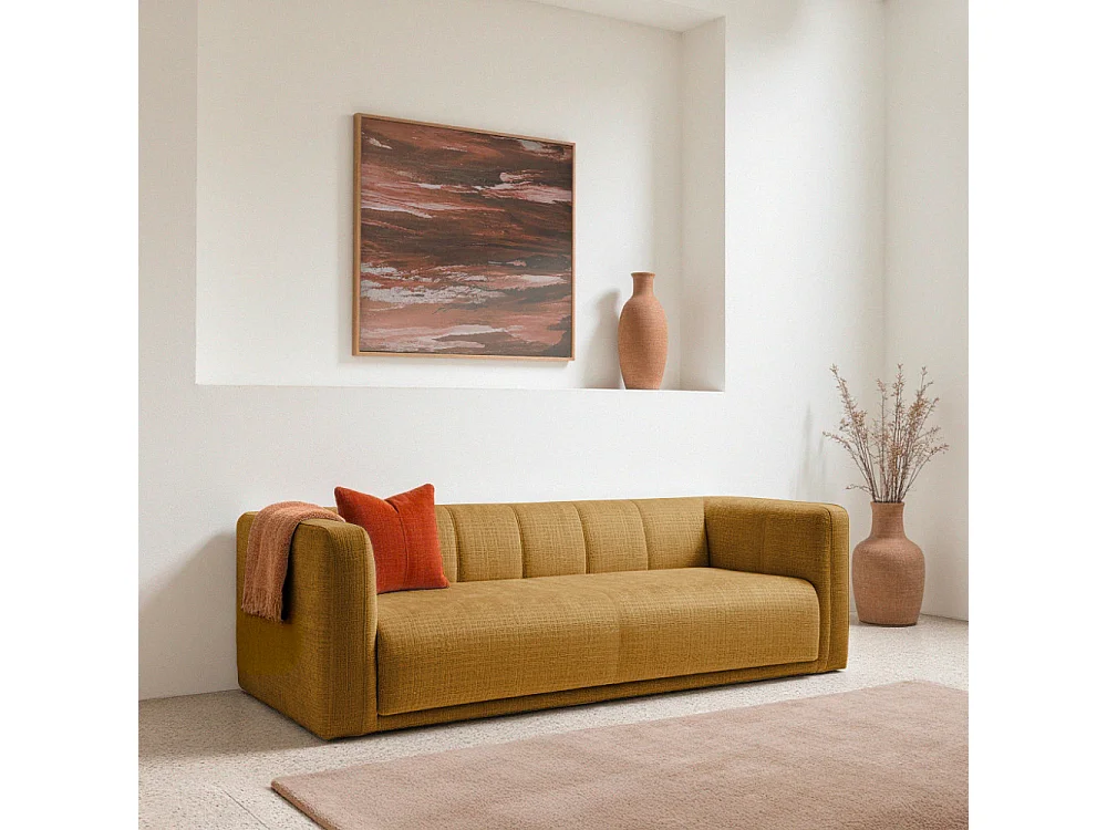 Danae - Canapé convertible 4 places en tissu chenille - Bronze