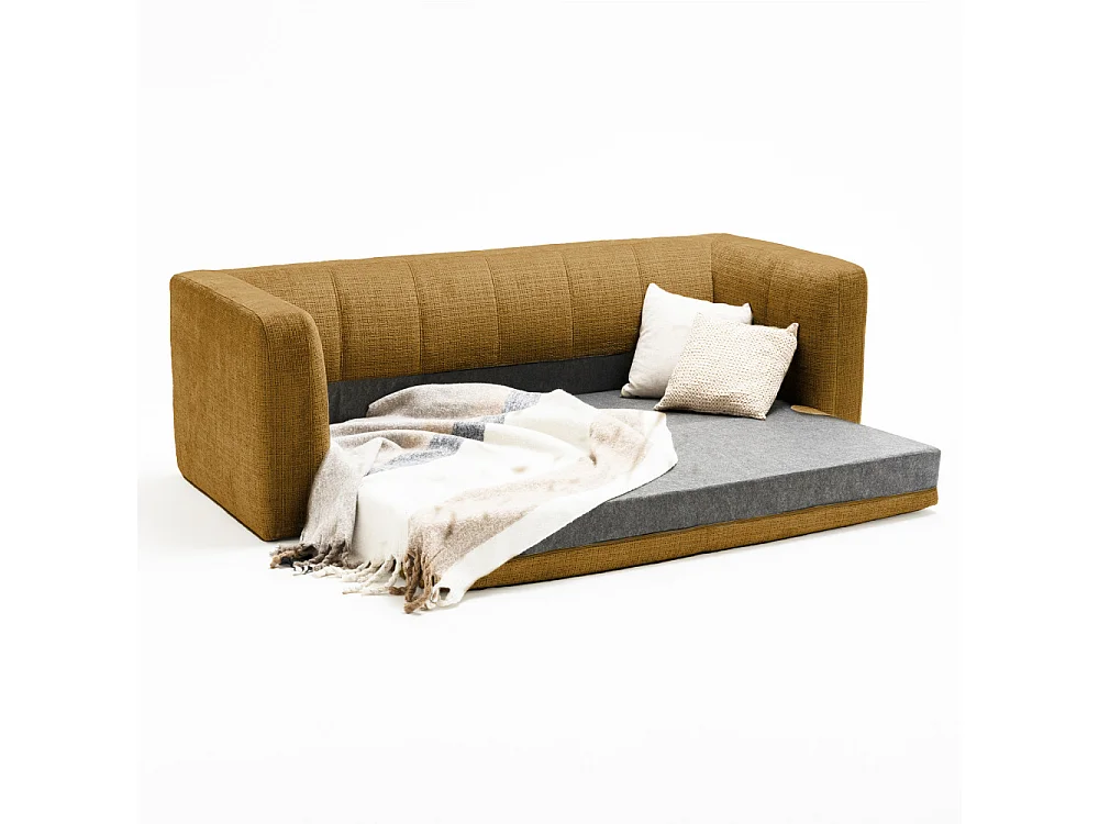 Danae - Canapé convertible 4 places en tissu chenille - Bronze