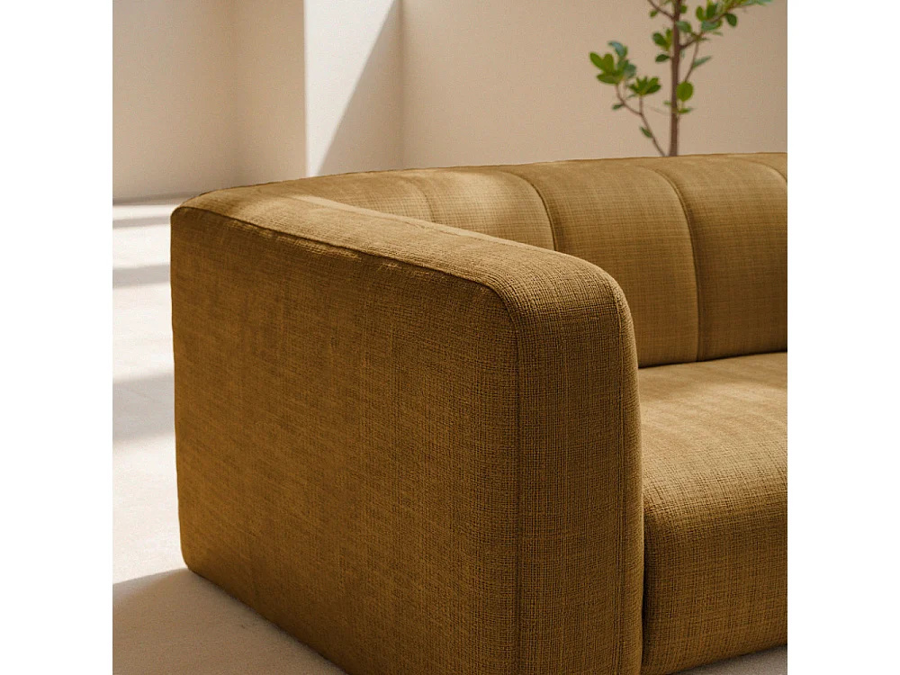 Danae - Canapé convertible 4 places en tissu chenille - Bronze