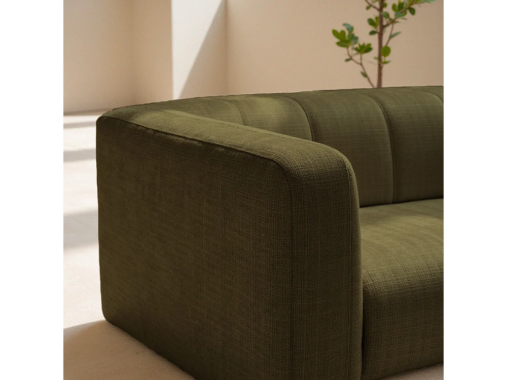 Danae - Canapé convertible 4 places en tissu chenille - Vert