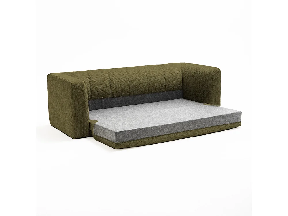 Danae - Canapé convertible 4 places en tissu chenille - Vert